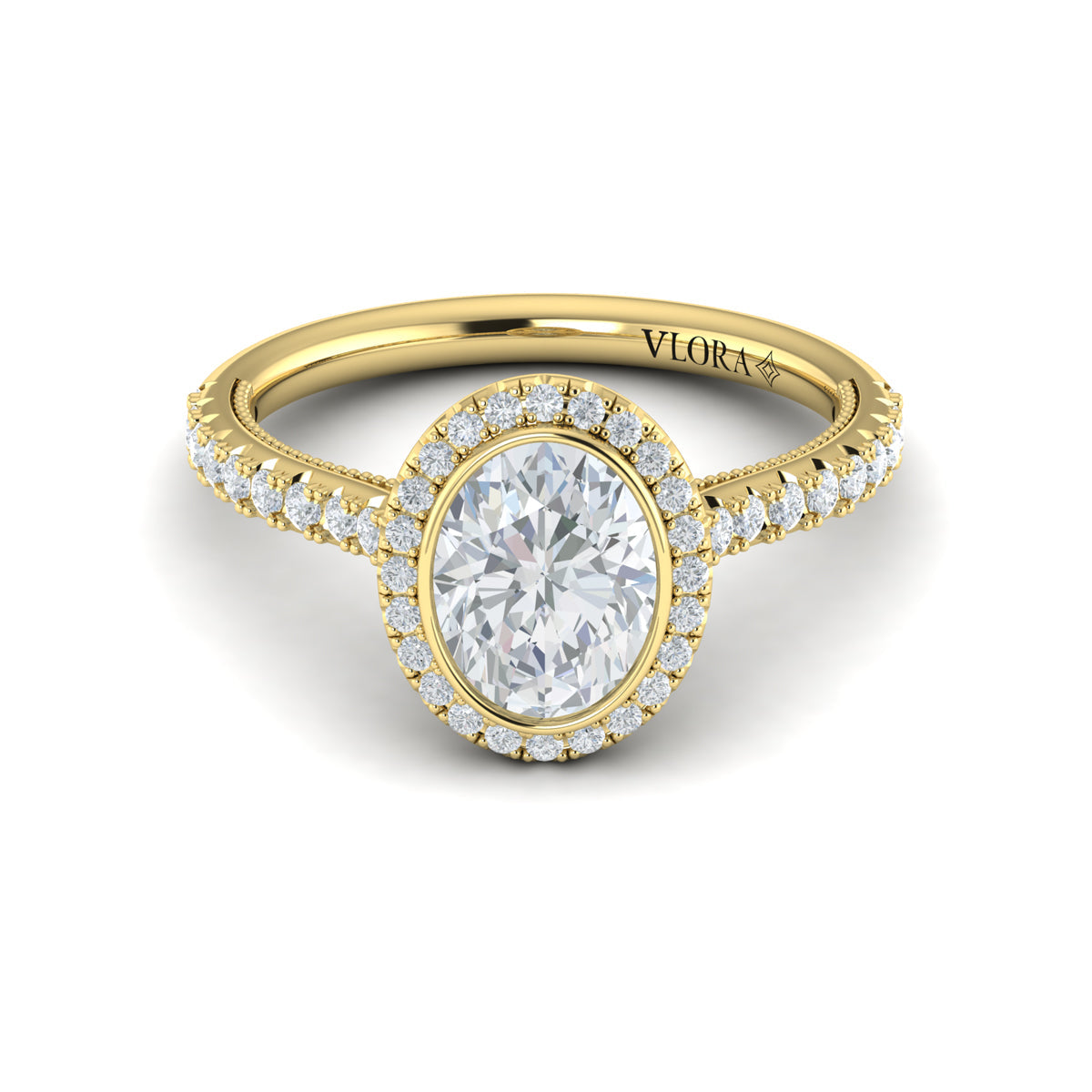 14kt Yellow Gold Oval Diamond Halo Engagement Ring