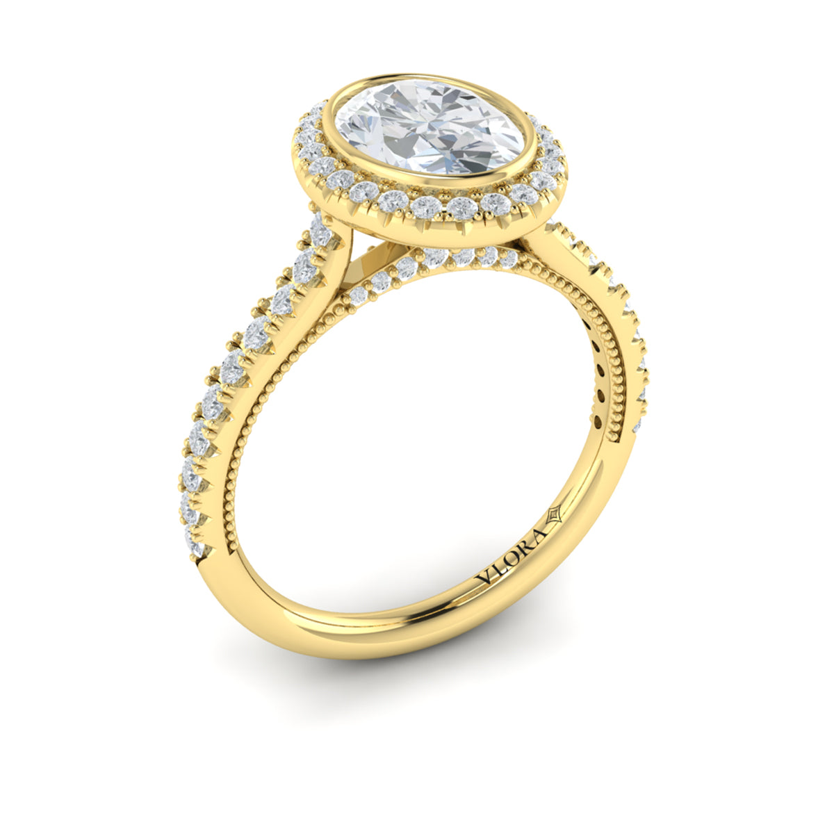 14kt Yellow Gold Oval Diamond Halo Engagement Ring