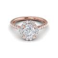 14K Rose Gold Oval Diamond Halo Engagement Ring