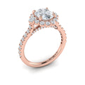 14K Rose Gold Oval Diamond Halo Engagement Ring
