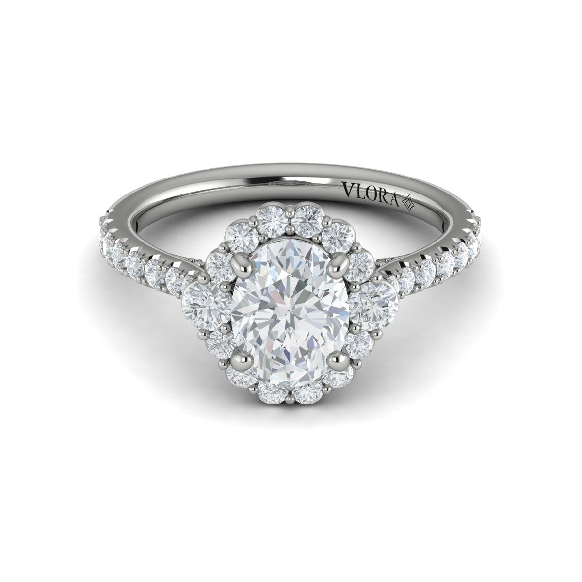 14kt White Gold Oval Diamond Horizon Halo Ring