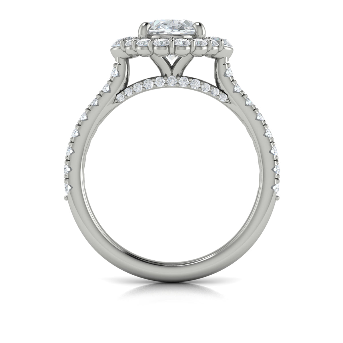 14kt White Gold Oval Diamond Horizon Halo Ring
