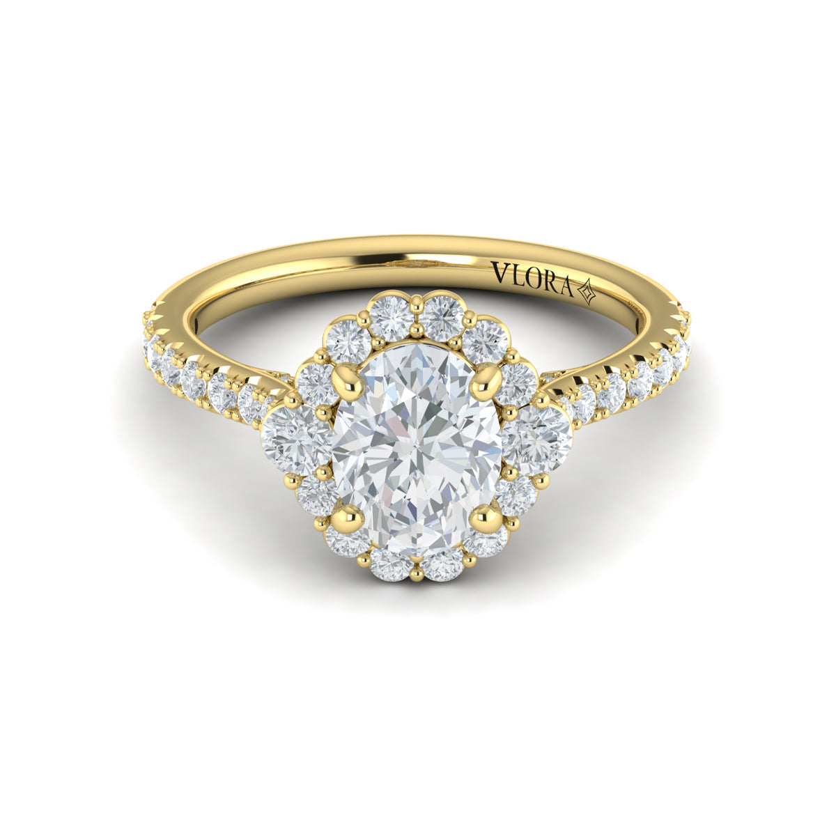 14kt Yellow Gold Oval Diamond Horizon Halo Ring