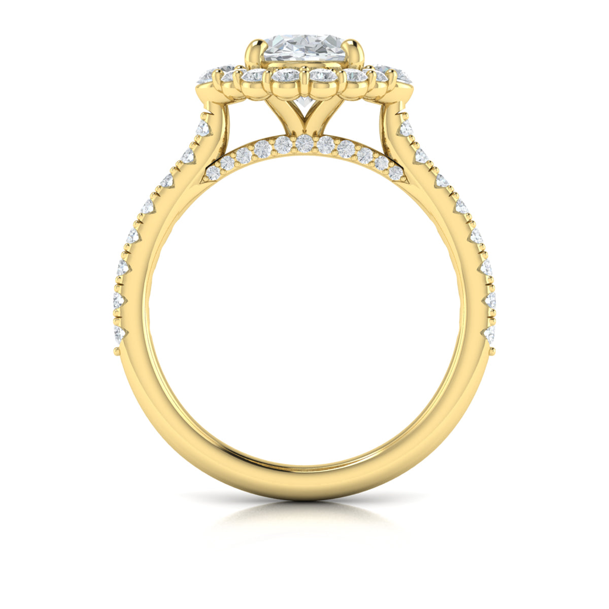 14kt Yellow Gold Oval Diamond Horizon Halo Ring