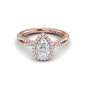 14kt Rose Gold Pear Diamond Halo Engagement Ring