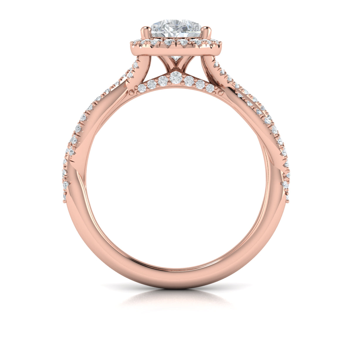 14kt Rose Gold Pear Diamond Halo Engagement Ring
