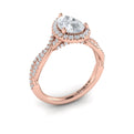 14kt Rose Gold Pear Diamond Halo Engagement Ring