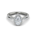 14K White Gold Pear Diamond Halo Engagement Ring
