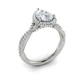 14K White Gold Pear Diamond Halo Engagement Ring