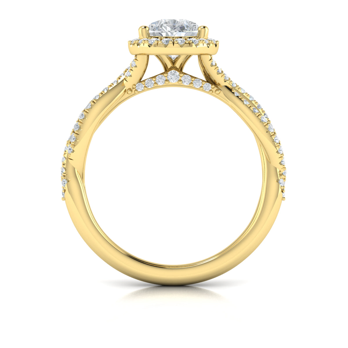 14kt Yellow Gold Pear Diamond Halo Ring