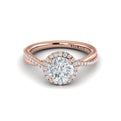 18kt Rose Gold Round Diamond Entwined Halo Ring