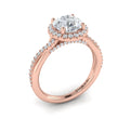 18kt Rose Gold Round Diamond Entwined Halo Ring