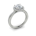 14K White Gold Round Diamond Halo Engagement Ring