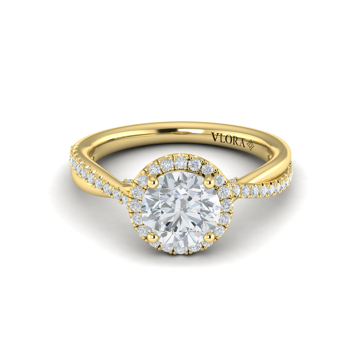 14kt Yellow Gold Round Diamond Halo Ring
