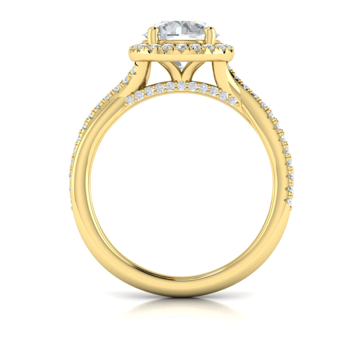 14kt Yellow Gold Round Diamond Halo Ring