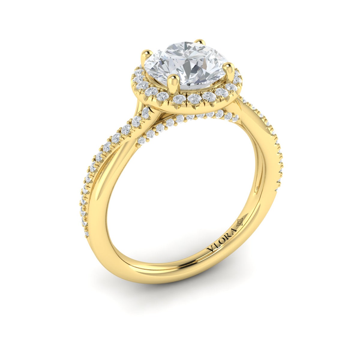 14kt Yellow Gold Round Diamond Halo Ring