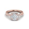 14kt Rose Gold Round Diamond Entwined Halo Ring