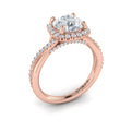 14kt Rose Gold Round Diamond Entwined Halo Ring