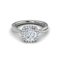 14K White Gold Round Diamond Entwined Halo Ring