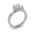 14K White Gold Round Diamond Entwined Halo Ring