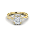 14kt Yellow Gold Round Diamond Halo Engagement Ring