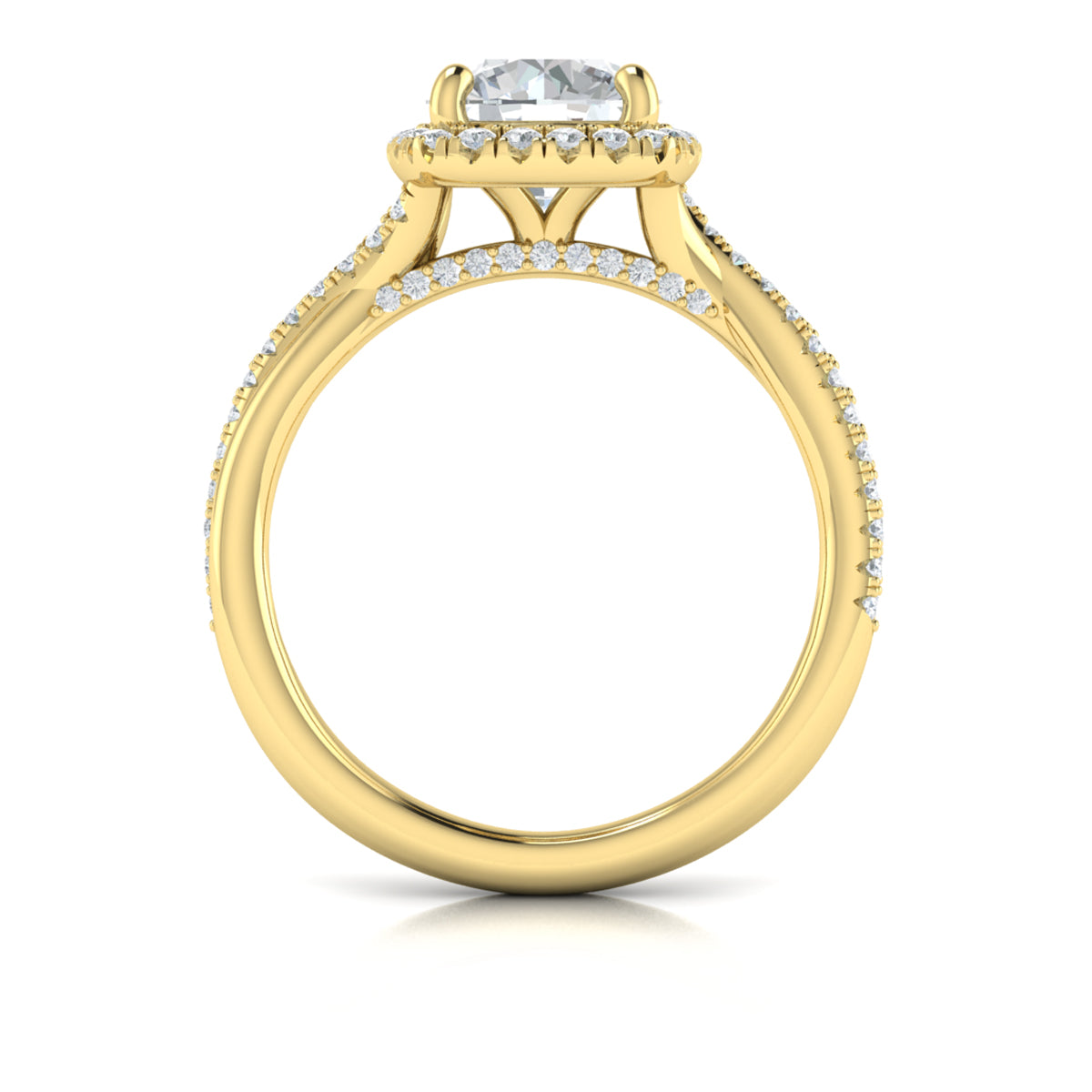 14kt Yellow Gold Round Diamond Halo Engagement Ring