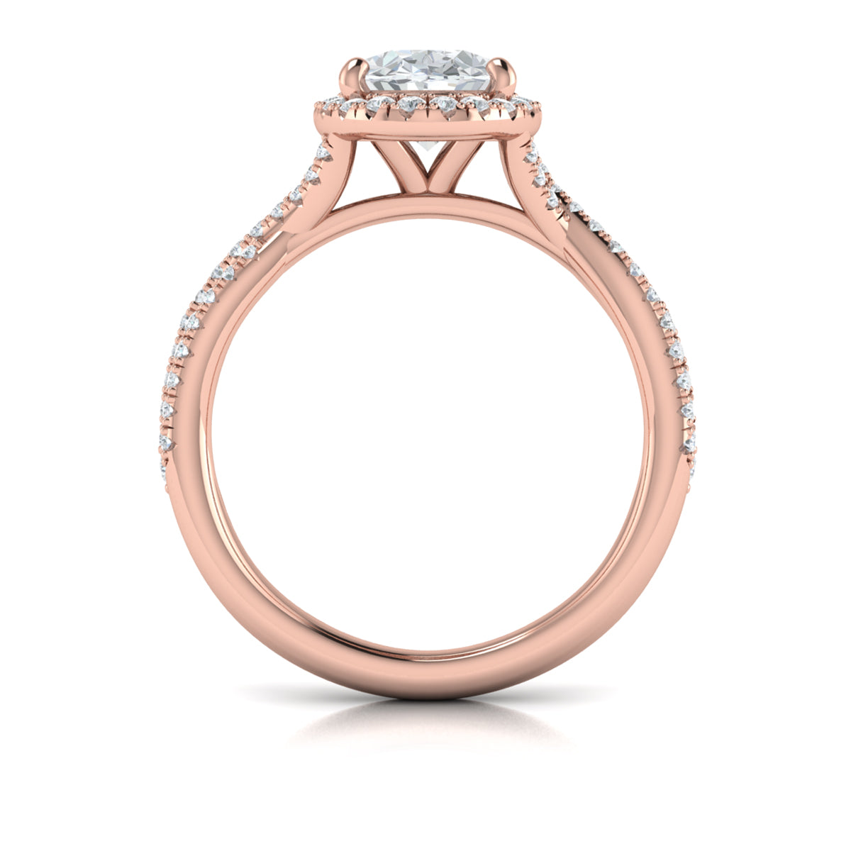 14kt Rose Gold Oval Diamond Halo Engagement Ring