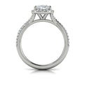 14K White Gold Oval Diamond Intertwined Halo Engagement Ring