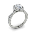 14K White Gold Oval Diamond Intertwined Halo Engagement Ring