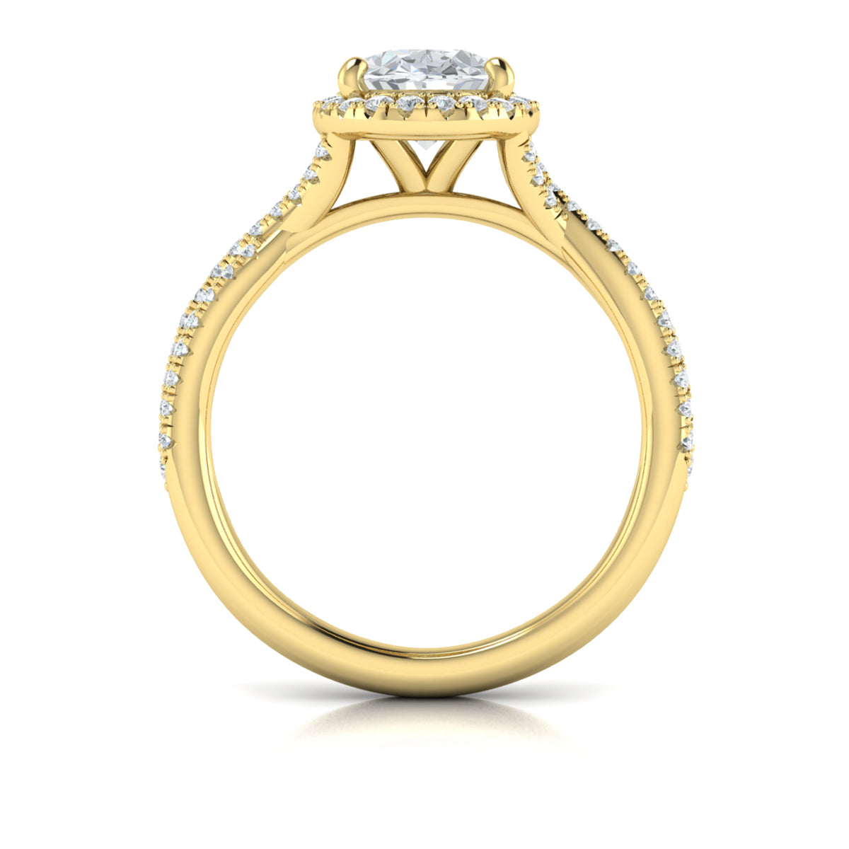 18kt Yellow Gold Oval Diamond Halo Engagement Ring