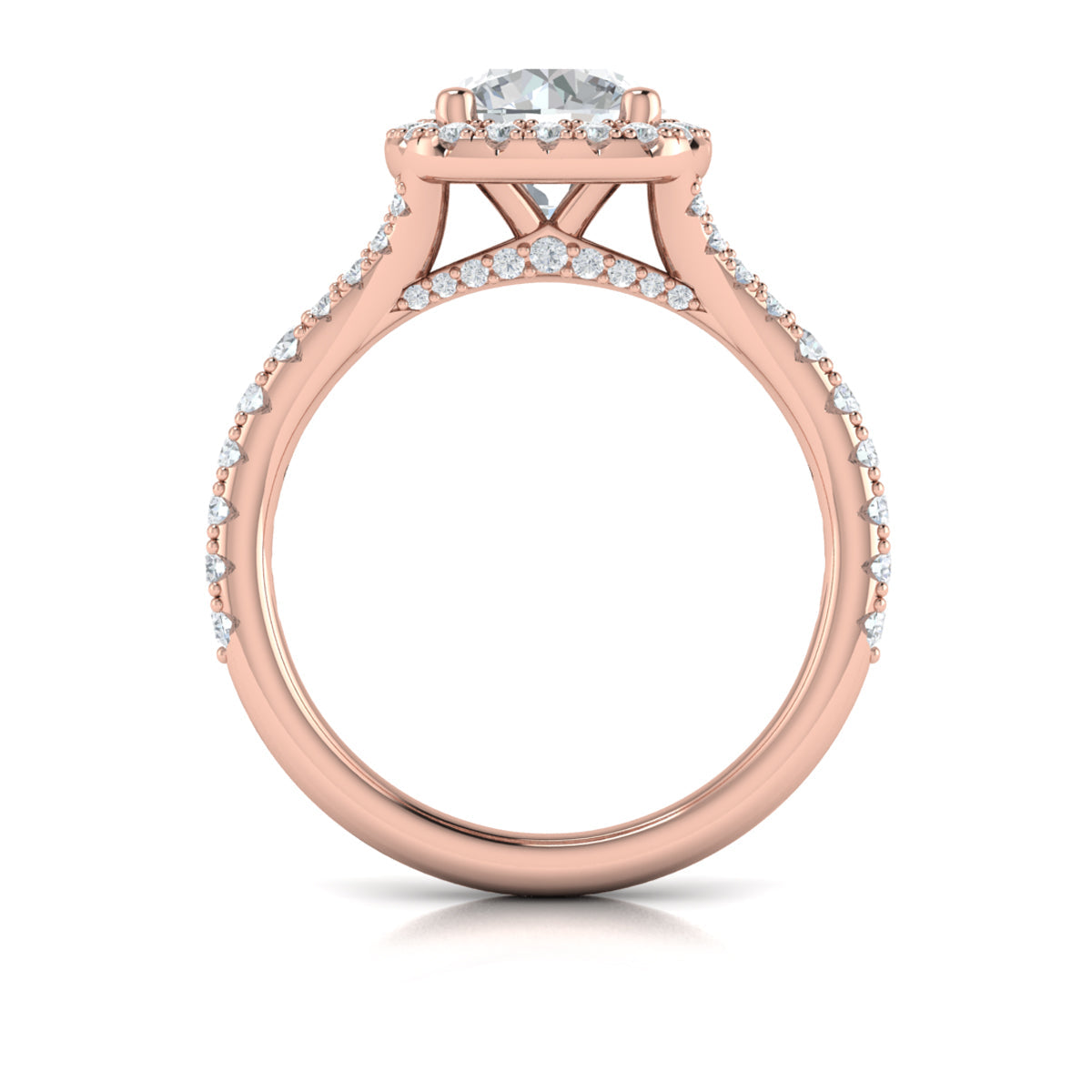 14kt Rose Gold Round Diamond Halo Engagement Ring