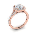 14kt Rose Gold Round Diamond Halo Engagement Ring