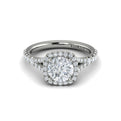 14K White Gold Round Diamond Halo Engagement Ring