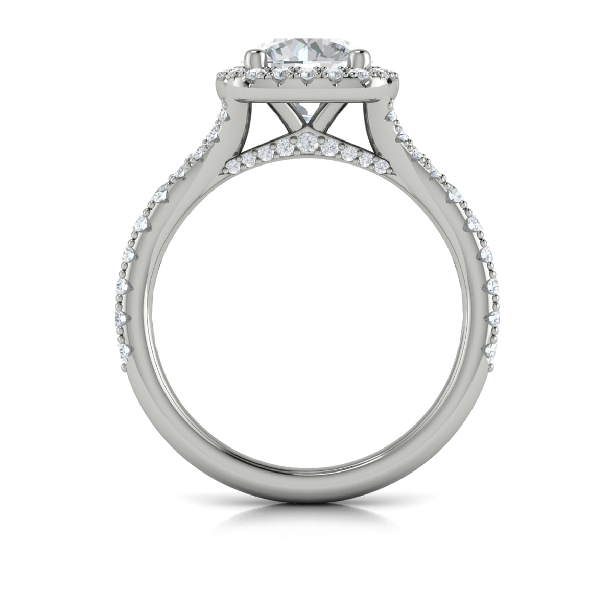 14K White Gold Round Diamond Halo Engagement Ring