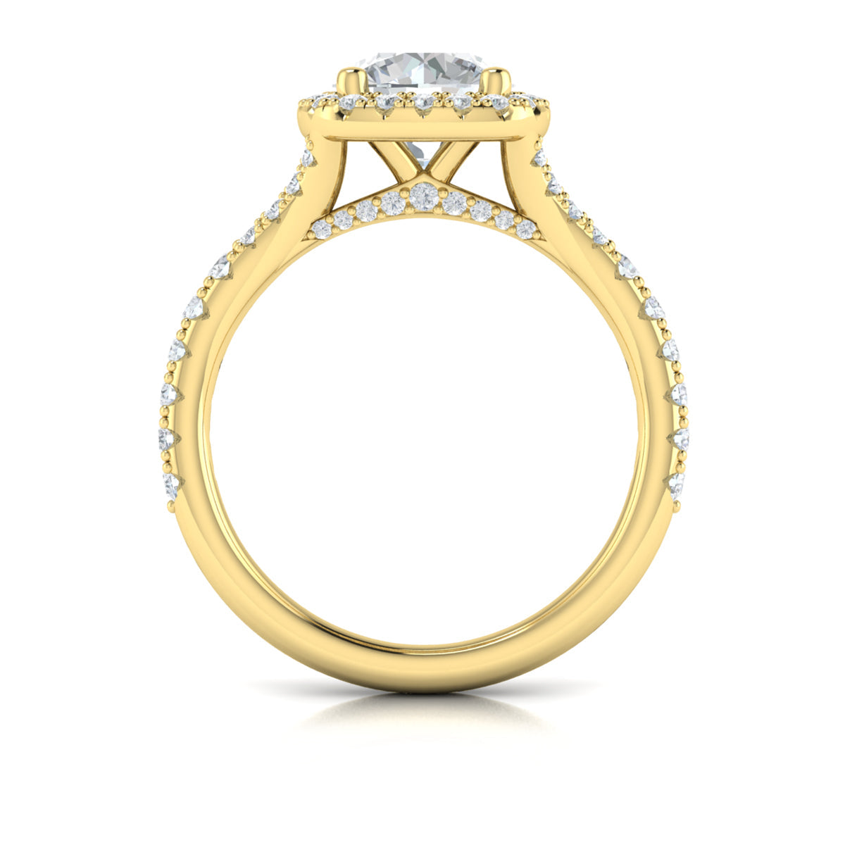 14kt Yellow Gold Round Diamond Halo Engagement Ring