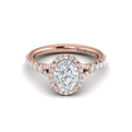 14kt Rose Gold Oval Diamond Halo Engagement Ring