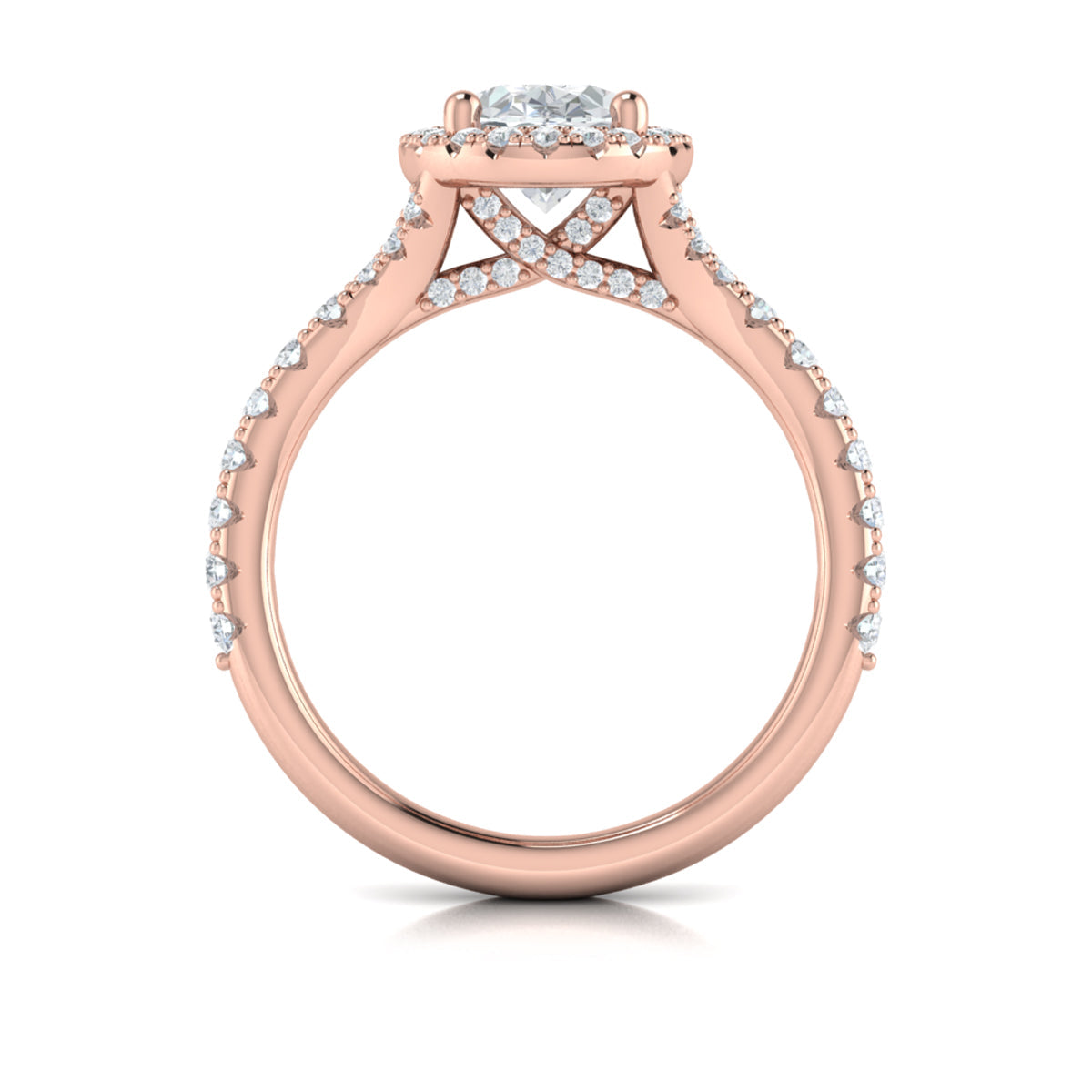 14kt Rose Gold Oval Diamond Halo Engagement Ring