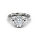 14K White Gold Oval Diamond Halo Split Shank Ring