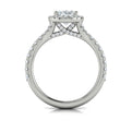14K White Gold Oval Diamond Halo Split Shank Ring