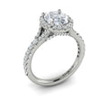 14K White Gold Oval Diamond Halo Split Shank Ring