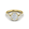 14kt Yellow Gold Oval Diamond Halo Split Shank Ring
