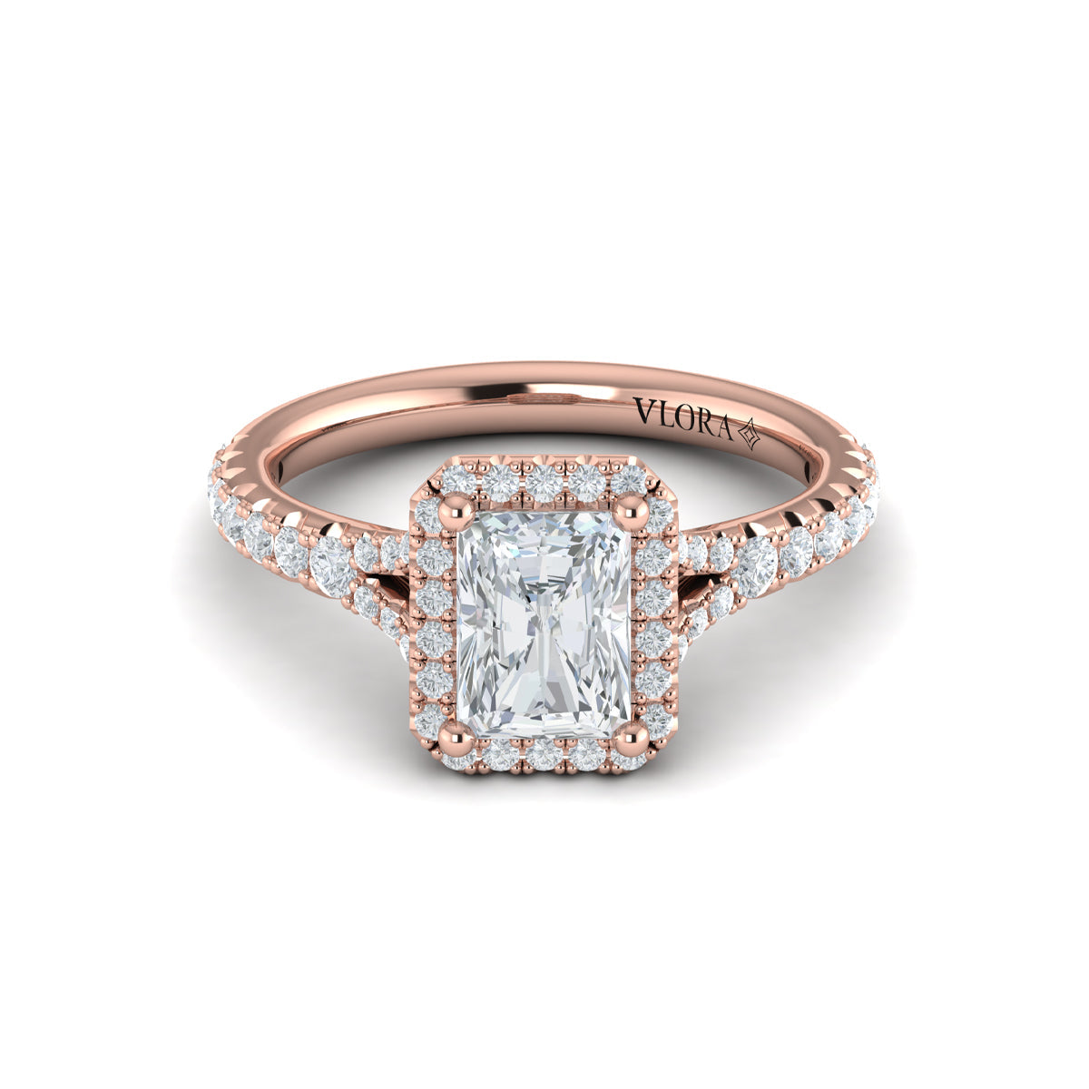 14kt Rose Gold Emerald Cut Diamond Engagement Ring