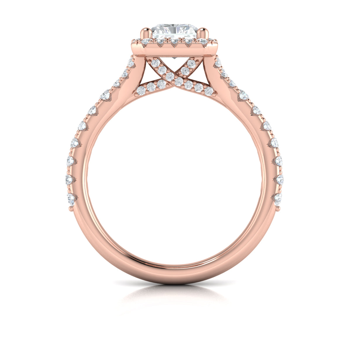 14kt Rose Gold Emerald Cut Diamond Engagement Ring