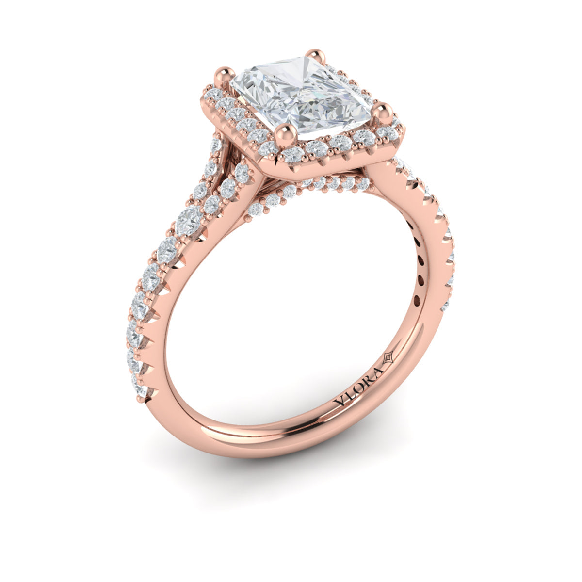 14kt Rose Gold Emerald Cut Diamond Engagement Ring