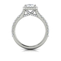 14K White Gold Emerald Cut Diamond Halo Engagement Ring