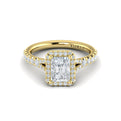 18kt Yellow Gold Emerald Cut Diamond Halo Engagement Ring