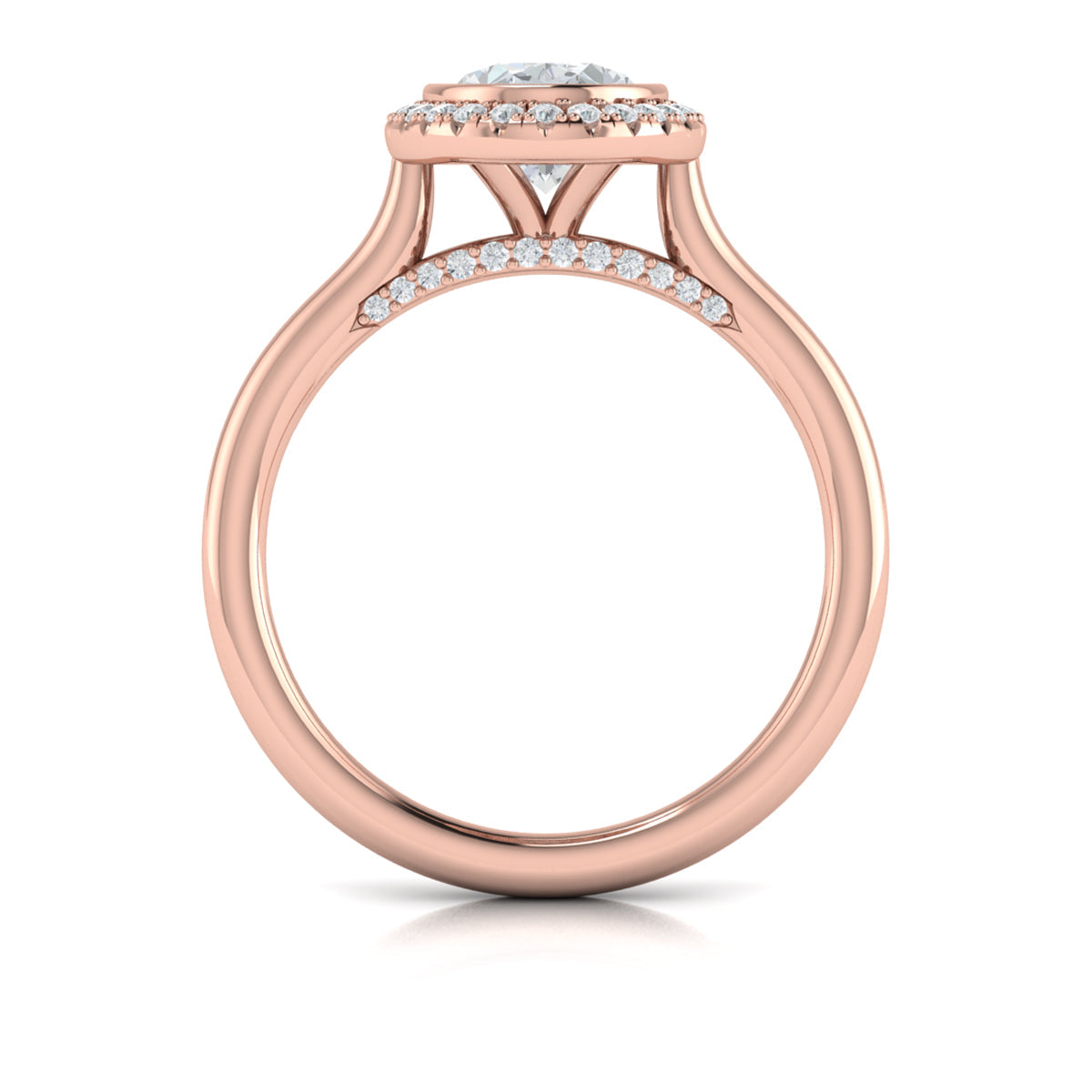 14kt Rose Gold Oval Diamond Halo Engagement Ring