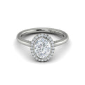14K White Gold Oval Diamond Bezel Halo Engagement Ring