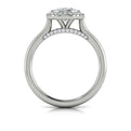 14K White Gold Oval Diamond Bezel Halo Engagement Ring