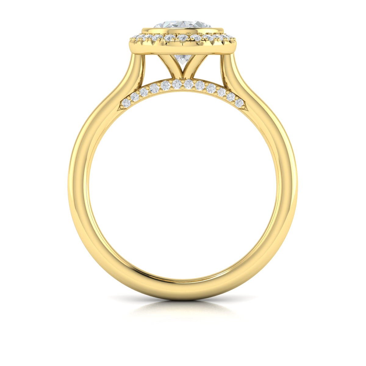 14kt Yellow Gold Oval Halo Bezel Engagement Ring